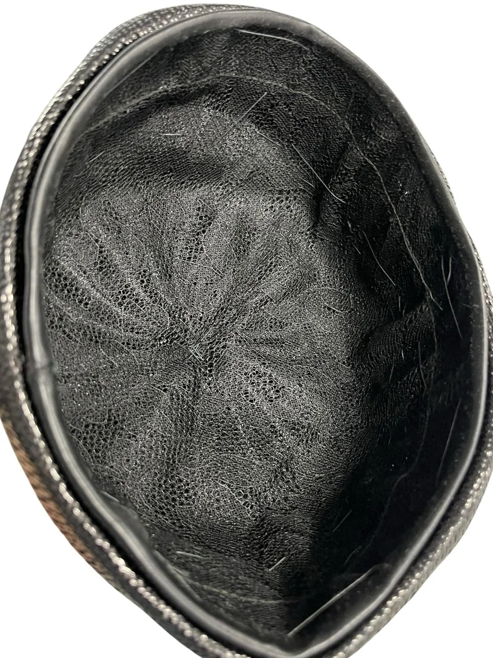 Vintage Black Patent Knit Pom-Pom Turban Hat